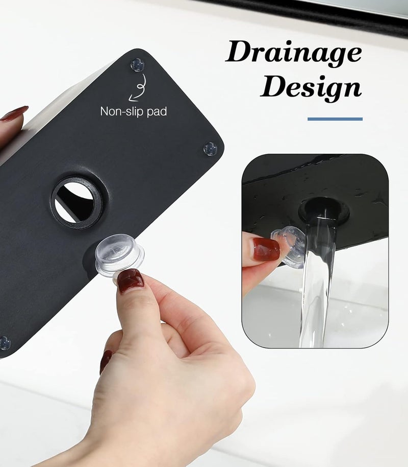 Luxspire Toothbrush Holder, 3 Slots Electric Toothbrush and Toothpaste Holder, Resin Bathroom Countertop Storage Bathroom Accessories Toothbrush Stand for Vanity Counter Organizer Caddy - Black - Image 5