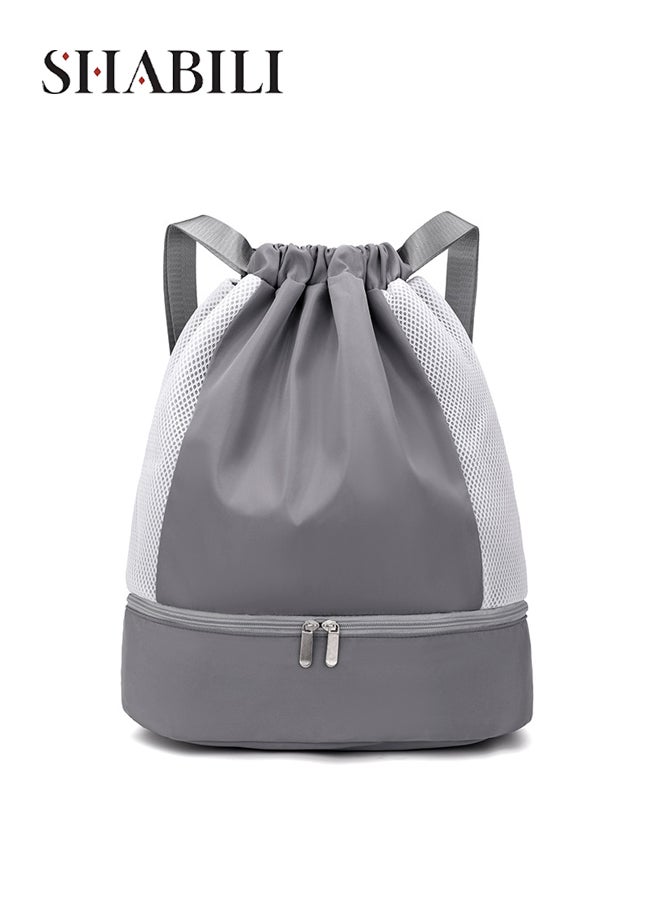 SHABILI Drawstring Gym Sacks for Men ,Women and Ladies, Lightweight Sports Bag Yoga Bag Backpack Back Bag With Shoe Compartment, Nylon Tourist Bag Duffle Bag College Backpack for Gym Travel Cycling Daily Use - Image 1
