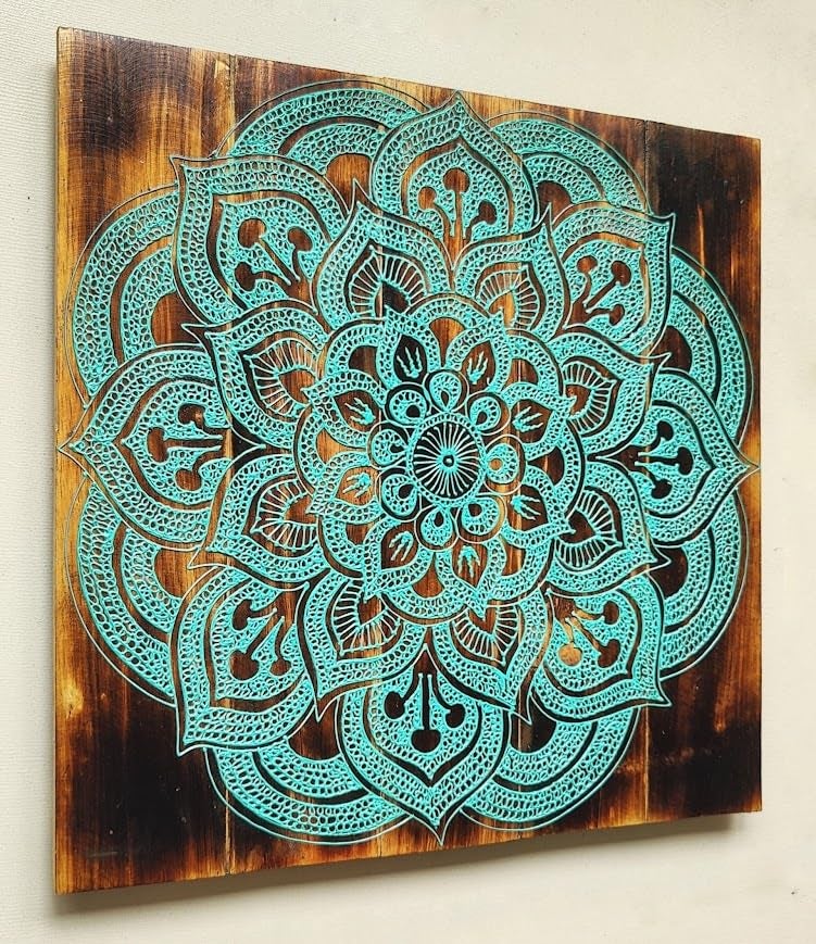 TAMARA ARTEFACTS Wall Haning Accent Home Decor Lotus Mandala Wooden Pallet  - Image 2