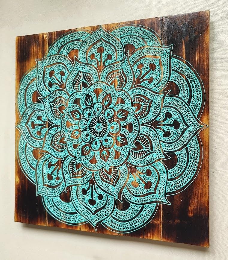 TAMARA ARTEFACTS Wall Haning Accent Home Decor Lotus Mandala Wooden Pallet  - Image 3