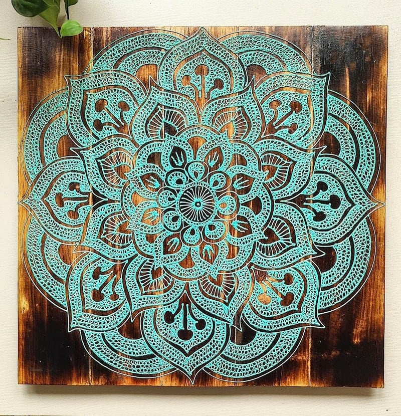 TAMARA ARTEFACTS Wall Haning Accent Home Decor Lotus Mandala Wooden Pallet  - Image 1