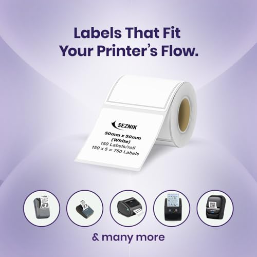 Seznik Thermal Lables, 50mmx50mm Label Roll Paper, 2 inch Self-Adhesive Thermal Paper for Mini Printer (White - 50mmx50mm - 750 Labels) - Image 3