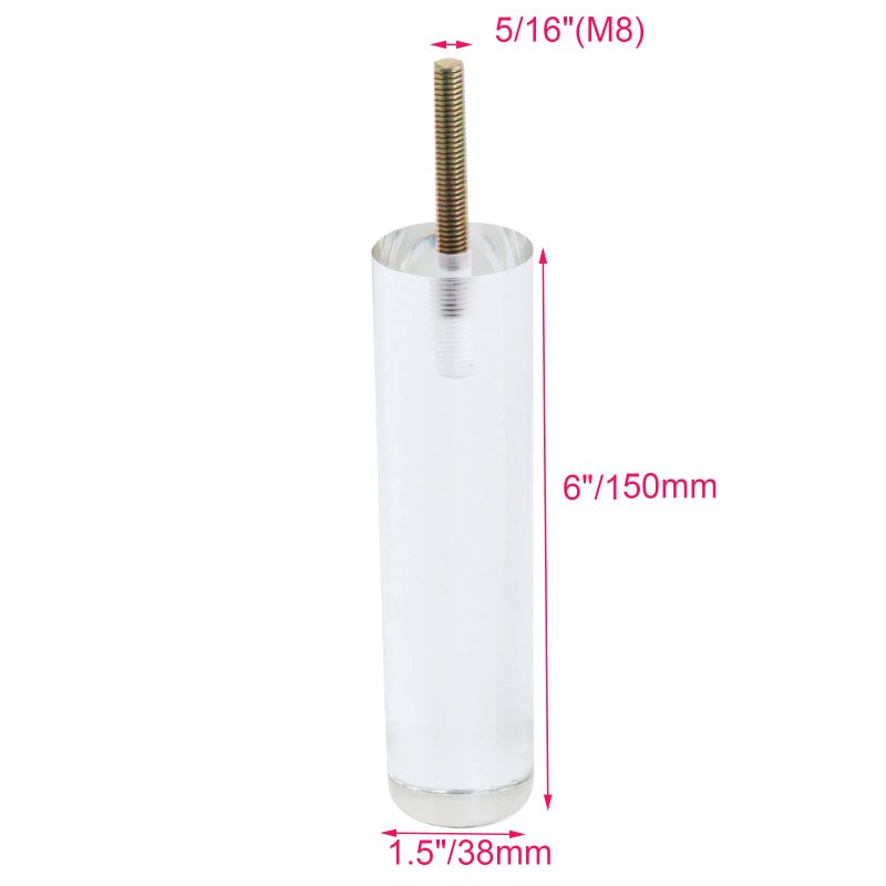 Geesatis Premium 6 Inch Clear Acrylic Furniture Legs (Set Of 4) - Lucite Clear Design For Sofa, Coffee Table, Desk, Cabinet, Bed, Ightstand, Dresser & Diy Upgrades - Includes Mounting Plates & Screws - Image 2