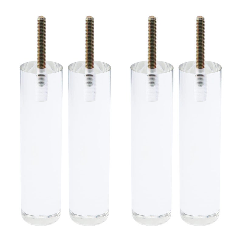 Geesatis Premium 6 Inch Clear Acrylic Furniture Legs (Set Of 4) - Lucite Clear Design For Sofa, Coffee Table, Desk, Cabinet, Bed, Ightstand, Dresser & Diy Upgrades - Includes Mounting Plates & Screws - Image 1