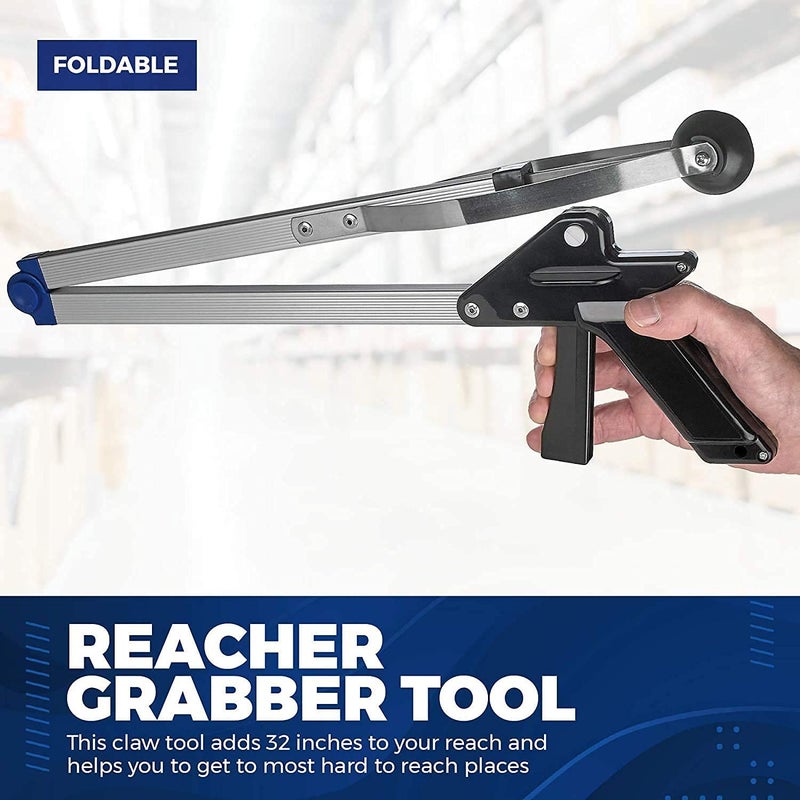 MEDca Reacher Grabber Tool - (2-Pack) - Gripping Device - Lightweight Durable Folding Claw Extends Arm Reach to 32 Inches Ideal Indoor and Outdoor Reaching Mobility Aid and Trash Grabber Picker Upper Tool - Image 2
