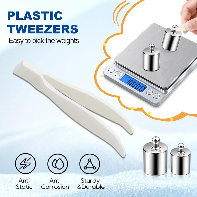 UCEC أوزان المعايرة لميزان رقمي، مجموعة أوزان 10 ملغ - 100 غرام، مجموعة أوزان معايرة دقيقة من الفولاذ المقاوم للصدأ مع ملقط للاستخدام في المختبرات والعلوم التعليمية - Image 4