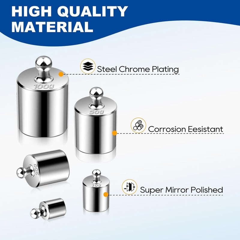 UCEC أوزان المعايرة لميزان رقمي، مجموعة أوزان 10 ملغ - 100 غرام، مجموعة أوزان معايرة دقيقة من الفولاذ المقاوم للصدأ مع ملقط للاستخدام في المختبرات والعلوم التعليمية - Image 3