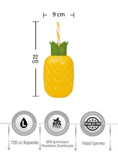HEREVIN 720 cc Pineapple Water Bottle with Straw  - Image 2