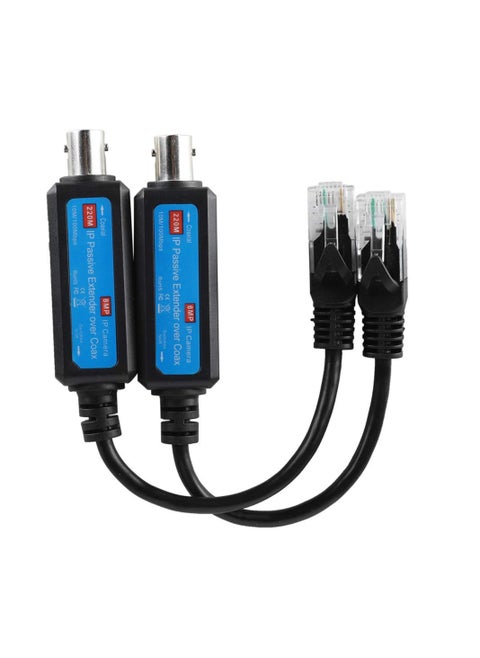 10/100Mbps Network Transmitter, IP Passive Extender Ethernet Over Coax, 1CH Passive IP Network Coaxial Transmitter Receiver Extender for IP NVR Camera(1Pair )