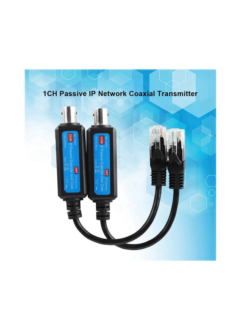 SYOSI - 10/100Mbps Network Transmitter, IP Passive Extender Ethernet Over Coax, 1CH Passive IP Network Coaxial Transmitter Receiver Extender for IP NVR Camera(1Pair ) - Image 1