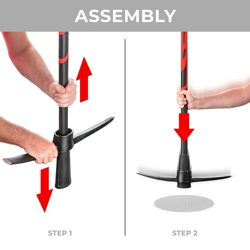 INTERTOOL Pick Axe for Digging - 36â€ Heavy Duty Garden Mattock Pickaxe - Rust Resistant Steel with Adze Hoe & Shock Absorbing Fiberglass Anti-Slip Handle - Cultivate, Loosen Soil, Dig - HT08-0305 - Image 3