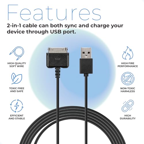 ANTOBLE 6.5ft USB Data Charging Cable Cord for Barnes & Noble Nook Charger Cord HD HD+ 7" 9" Tablet Reader Sync Charging Wire BNTV400 BNRV400 BNTV600 - Image 2