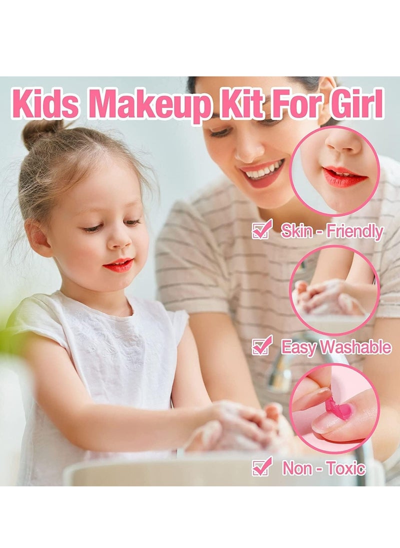 null - Kids Makeup kit for Girl, 20PCS Washable Makeup Set Toy with Real Cosmetic Case, Safe & Non-Toxic Kids Makeup Set  for 3-10 Years Old Kid - Image 1