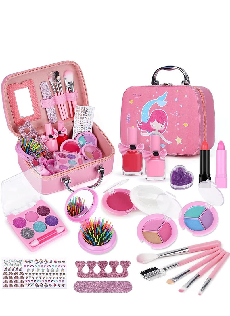 null - Kids Makeup kit for Girl, 20PCS Washable Makeup Set Toy with Real Cosmetic Case, Safe & Non-Toxic Kids Makeup Set  for 3-10 Years Old Kid - Image 1