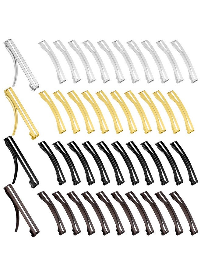 WILLBOND 48 Pieces No Slip Metal Hair Clips Hairpin Open Center Metal Barrettes 2.36 x 0.39 Inch Snap Button Hairpin for Women, Gold Silver Black and Coffee - Image 1