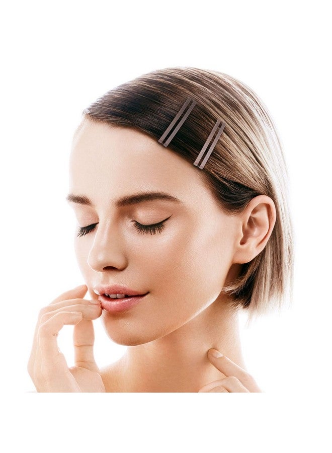 WILLBOND 48 Pieces No Slip Metal Hair Clips Hairpin Open Center Metal Barrettes 2.36 x 0.39 Inch Snap Button Hairpin for Women, Gold Silver Black and Coffee - Image 5