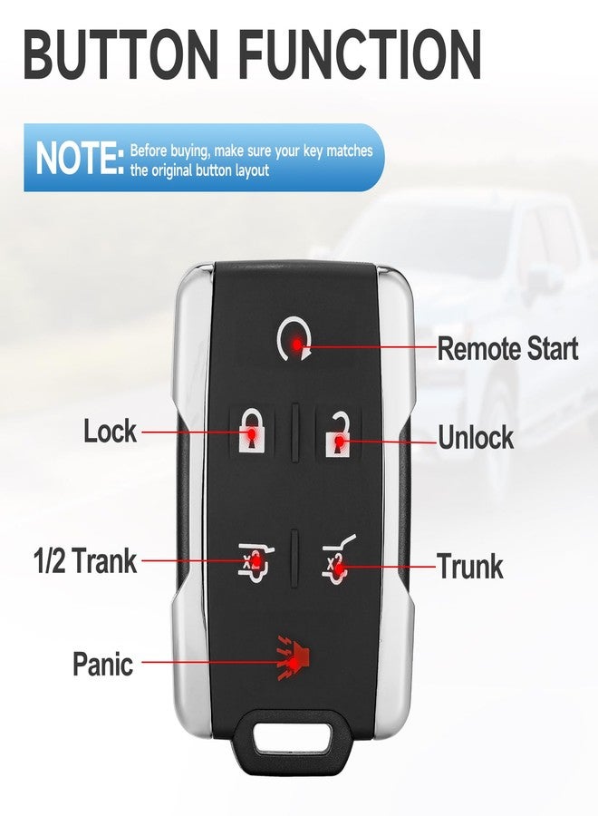 LYFUCESS Key Fob Replacement Fits for Chevy Tahoe Suburban 2015-2020 GMC Yukon/Yukon XL Denali 2015 2016 2017 2018 2019 2020 Keyless Entry Remote Control 315 Mhz M3N-32337100 13577766 13577767 - Image 5