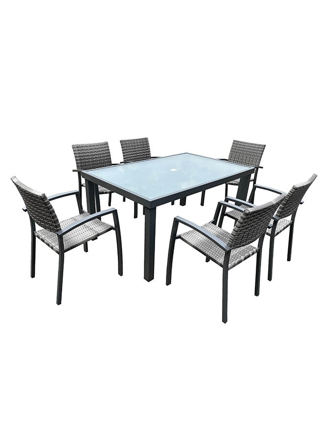 Homez - Henderson 7Pcs Outdoor Dining Set 6 Chairs 1 Table Grey - Image 1