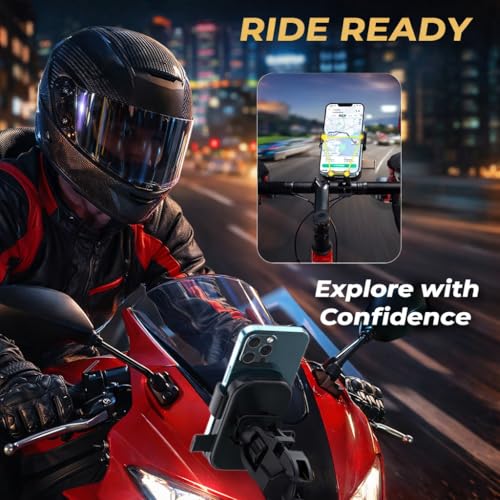 keeshar MotoPro K3 Universal Bike & Motorcycle Phone Holder | Handlebar Mount with Secure Grip | Anti-Slip Adjustable Clamp | Mobile Stand for All Smartphones | Black - Image 3