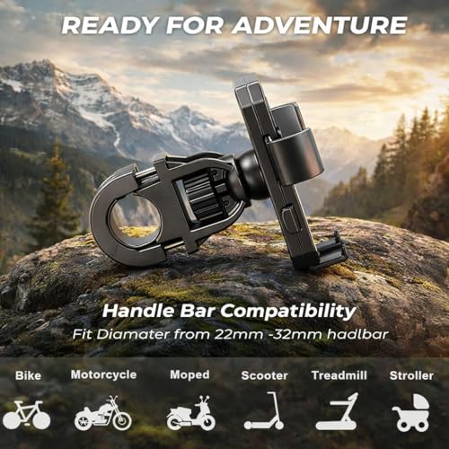 keeshar MotoPro K3 Universal Bike & Motorcycle Phone Holder | Handlebar Mount with Secure Grip | Anti-Slip Adjustable Clamp | Mobile Stand for All Smartphones | Black - Image 5