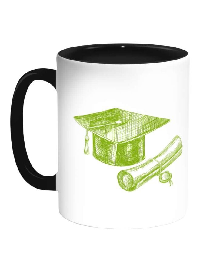 RYN Graduation Day Logo Printed Ceramic Coffee Mug White/Black/Green 11ounce