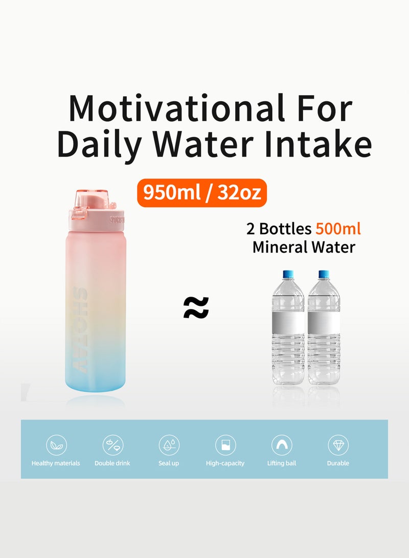 شوتاي زجاجات مياه رياضية سعة 1 لتر خالية من BPA ومضادة للتسرب بتدفق سريع مع ماصة قابلة للازالة، زجاجة مياه لصالة الالعاب الرياضية والمدرسة واللياقة البدنية والرياضات الخارجية من شوتاي، - Image 2