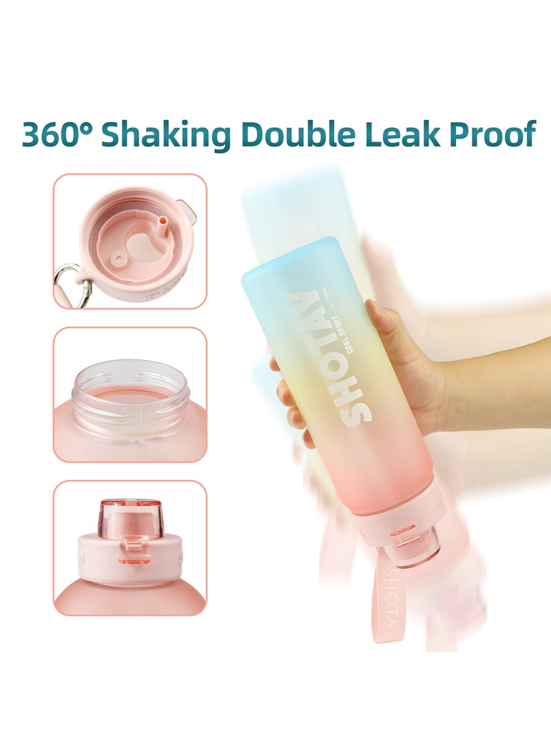 شوتاي زجاجات مياه رياضية سعة 1 لتر خالية من BPA ومضادة للتسرب بتدفق سريع مع ماصة قابلة للازالة، زجاجة مياه لصالة الالعاب الرياضية والمدرسة واللياقة البدنية والرياضات الخارجية من شوتاي، - Image 4