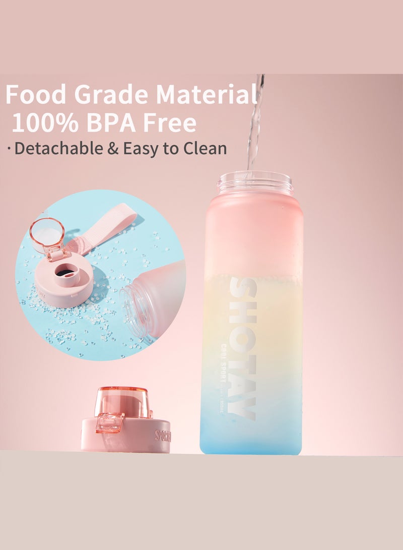 شوتاي زجاجات مياه رياضية سعة 1 لتر خالية من BPA ومضادة للتسرب بتدفق سريع مع ماصة قابلة للازالة، زجاجة مياه لصالة الالعاب الرياضية والمدرسة واللياقة البدنية والرياضات الخارجية من شوتاي، - Image 5