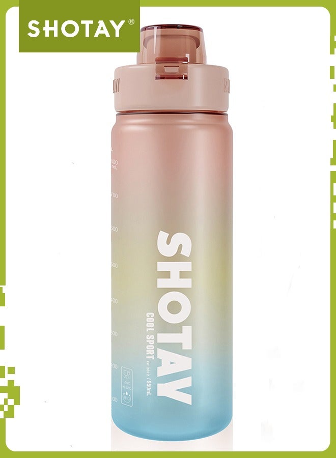 شوتاي زجاجات مياه رياضية سعة 1 لتر خالية من BPA ومضادة للتسرب بتدفق سريع مع ماصة قابلة للازالة، زجاجة مياه لصالة الالعاب الرياضية والمدرسة واللياقة البدنية والرياضات الخارجية من شوتاي، - Image 1