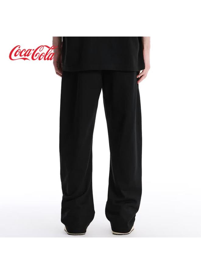 Coca-cola Men's Casual Pants Autumn Winter American Style Wide-leg Embroidered Straight-leg Sweatpants Black (fleece Lined) 2XL - Image 4