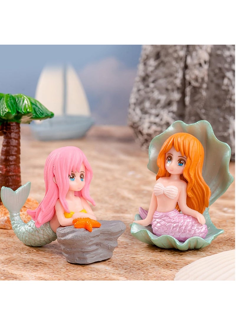 Altheqa Miniature Mermaid Cute Resin Toys for Aquarium Fish Tank Decoration and Desk, Terrarium, Cake and Indoor DIY Decorations (2 Pcs Any Mermaid) - Image 1