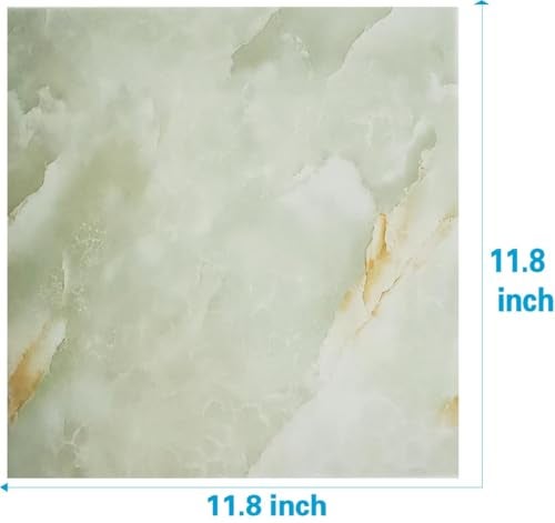 SHOWCOLOUR 20 Sheets Peel and Stick Backsplash Marble Look 12X12 Self Adhesive Wall Tile Back Splashes for Kitchen Bathroom Colorful Tiles 20 Green - Image 3