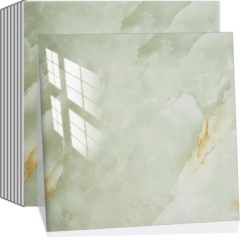 SHOWCOLOUR 20 Sheets Peel and Stick Backsplash Marble Look 12X12 Self Adhesive Wall Tile Back Splashes for Kitchen Bathroom Colorful Tiles 20 Green - Image 2