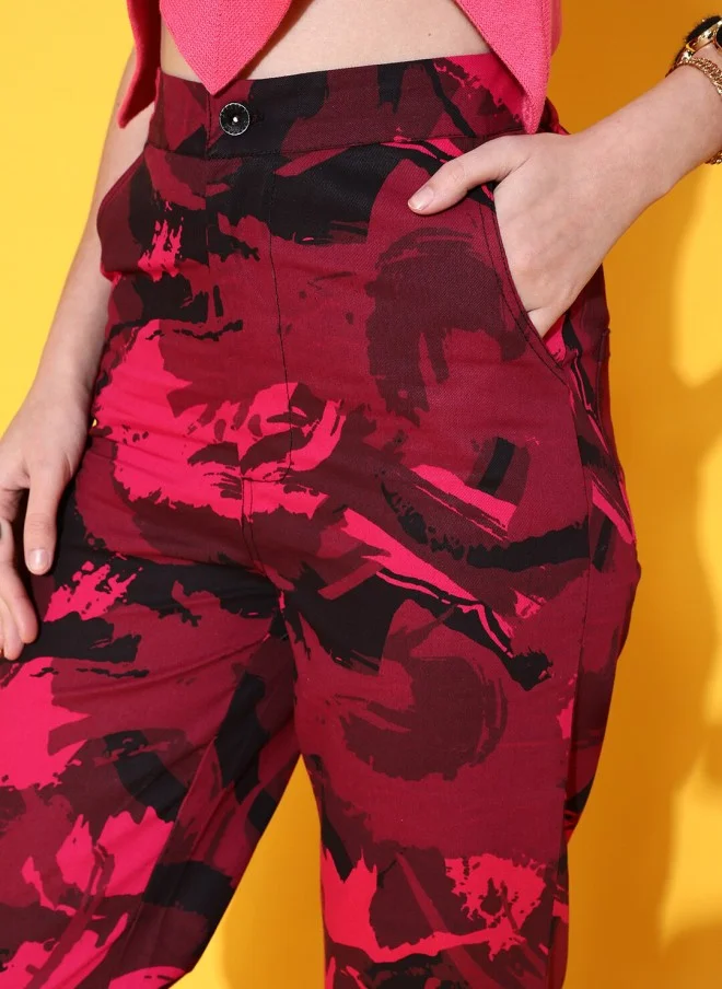 STREET 9 Fuchsia Floral Trousers for Women