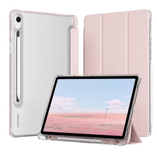 KenKe Cover for Samsung Galaxy Tab S9 11-Inch 2023 with S Pen Holder, Slim Trifold Stand Protective Tablet Case with Hard Back Shell, Auto Wake/Sleep & Multi-Angle Viewing for Samsung Tab S9, Pink - Image 1