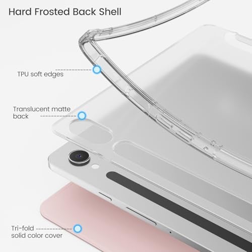 KenKe Cover for Samsung Galaxy Tab S9 11-Inch 2023 with S Pen Holder, Slim Trifold Stand Protective Tablet Case with Hard Back Shell, Auto Wake/Sleep & Multi-Angle Viewing for Samsung Tab S9, Pink - Image 2