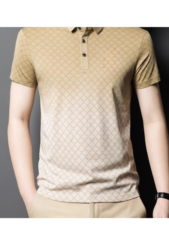Men's High-End Gradient Grid Polo Short Sleeved T-Shirt - Image 3