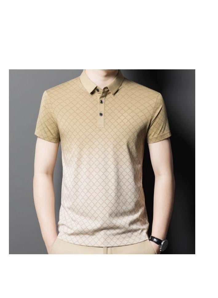 Men's High-End Gradient Grid Polo Short Sleeved T-Shirt - Image 1