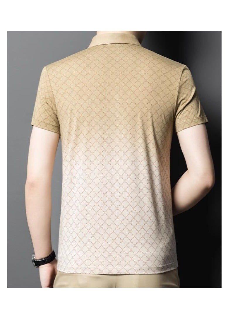 Men's High-End Gradient Grid Polo Short Sleeved T-Shirt - Image 2
