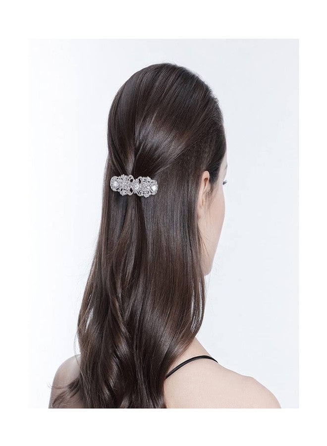 EVER FAITH Silver-Tone Austrian Crystal CZ Art Deco Flower Tear Drop Hair Barrette Clip Clear - Image 2