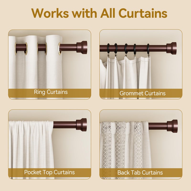 YaFex Curtain Rods 32-118 Inch, Heavy Duty 1 Inch Adjustable Curtain Rod for Windows, Bronze Long Window Treatment Rods, Modern Design, Easy Installation - Image 5