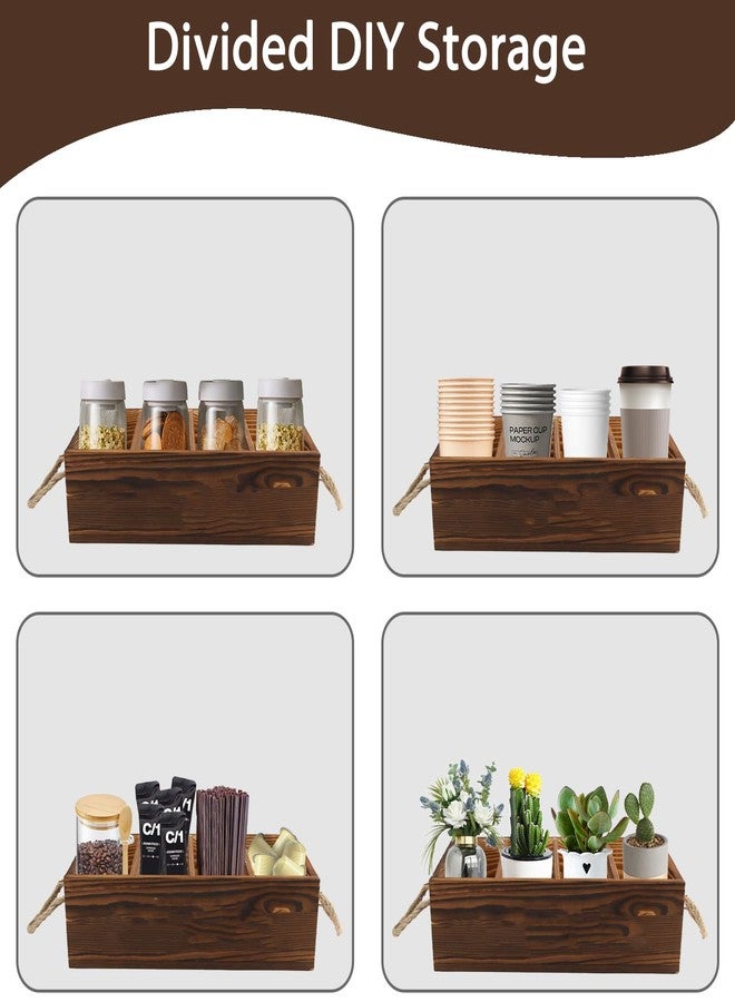 Xbopetda 2 Pack Snack Organizer for Countertop, Brown Wooden Snack Basket with Handles, Pantry Organizer and Storage - Image 5