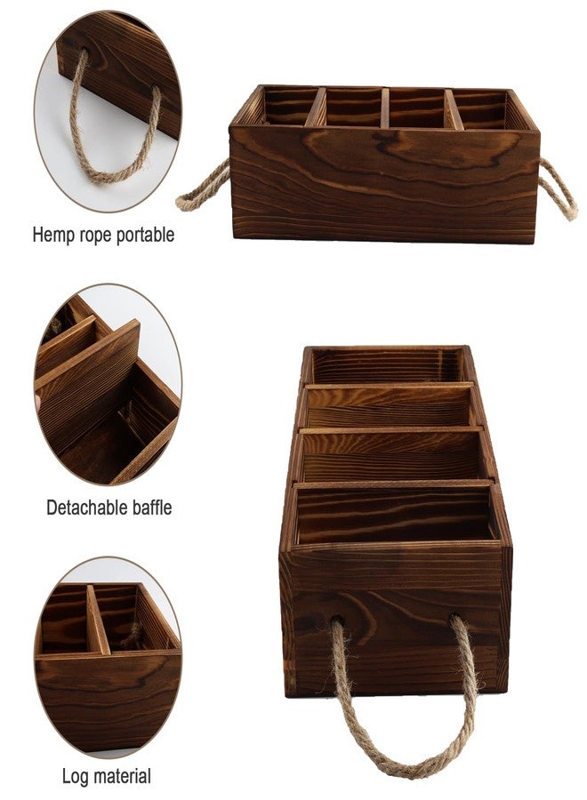 Xbopetda 2 Pack Snack Organizer for Countertop, Brown Wooden Snack Basket with Handles, Pantry Organizer and Storage - Image 2