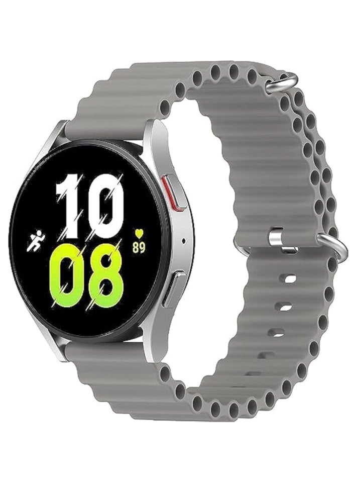 ten.tech - Ocean Silicone Watch Band 22mm for Samsung Galaxy Watch 3 45-46mm / Gear 3, Waterproof Soft Silicone Sport Band for Huawei Watch GT3 46mm / GT2E / GT 46mm / GT2 Pro / GT2 46mm by Tentec - Gray - Image 1