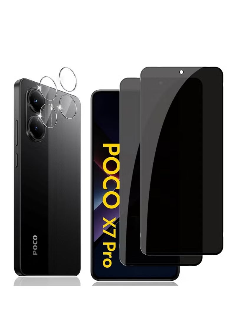JAJEEK Privacy Screen Protector for Xiaomi Poco X7 Pro 5G – 2-Pack Anti-Spy Tempered Glass + 2 Camera Lens Protectors | 9H Hardness, Edge-to-Edge Privacy, Scratch Resistant, Case Friendly, HD Clarity, Bubble-Free, Easy Installation – Black - Image 1