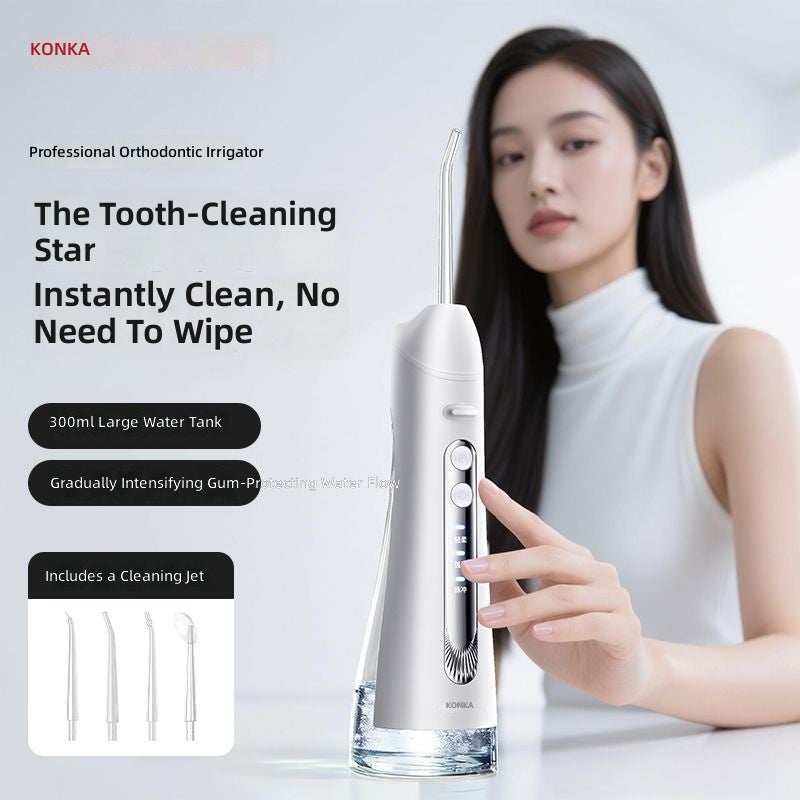 KONKA Oral Irrigator, Electric Dental Cleaner for Adults & Kids, with 4 Nozzles and 300ml Tank - Image 1