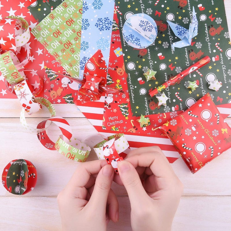 FEPITO 45 Sheets Christmas Pattern Paper Set, A4 Christmas Decorative Paper for DIY Scrapbook Card Making Decoration, 10 Designs - Image 5