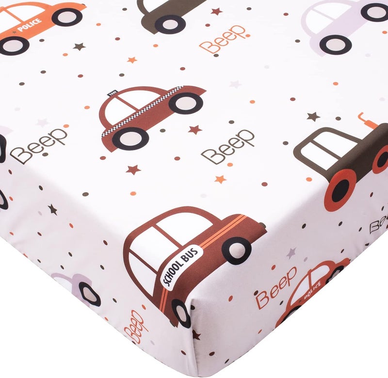 Fitted Crib Sheet - Baby Nursery Sheet 100% Polyester 1 Pack Cozy Bed Sheet for Standard Crib and Toddler Mattresses - Car Nursery Bed Sheet Infant Toddler Sheet for Baby - Image 1