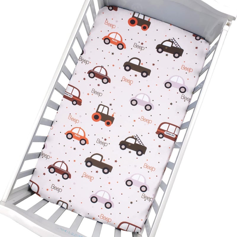 Fitted Crib Sheet - Baby Nursery Sheet 100% Polyester 1 Pack Cozy Bed Sheet for Standard Crib and Toddler Mattresses - Car Nursery Bed Sheet Infant Toddler Sheet for Baby - Image 2