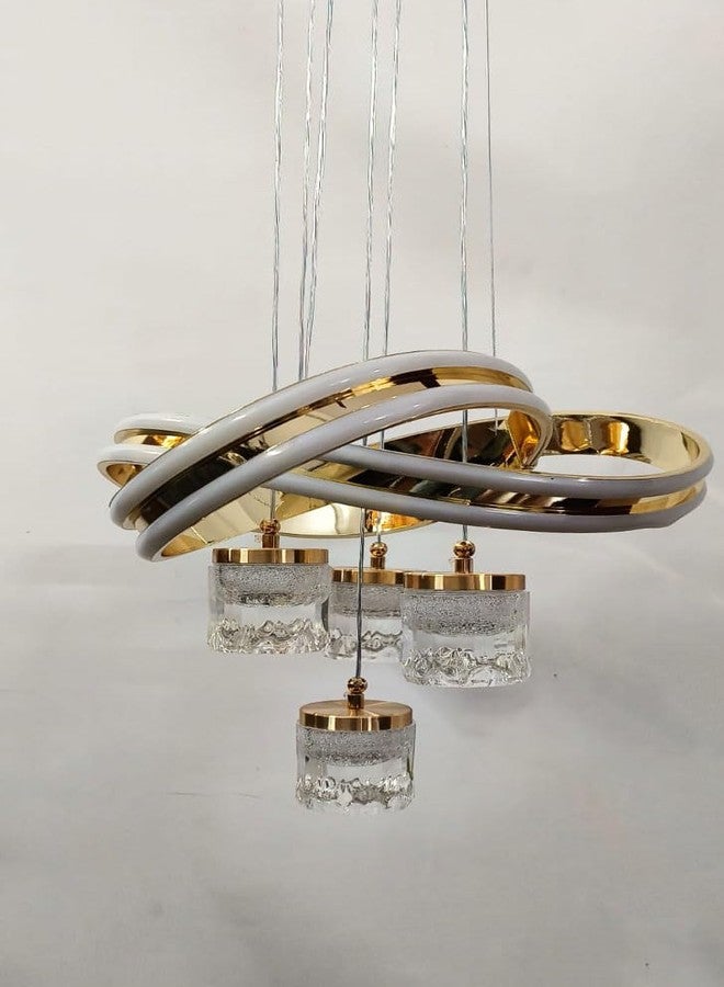 GAUVIK Modern Premium Curved LED Gold Finish with 3 Different Color Mode (Warm White, Cool White, Neutral White) Chandelier with Height Adjustable Hanging for Bedroom, Living, Dining, Etc - Image 5